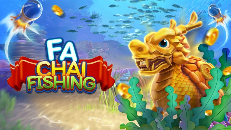 FA Chai Fishing game artwork with golden dragon boss underwater