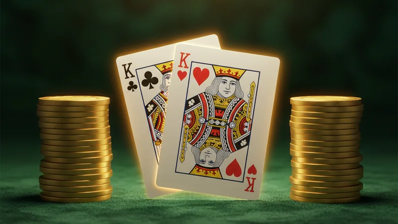 Baccarat cards and gold chips on green felt