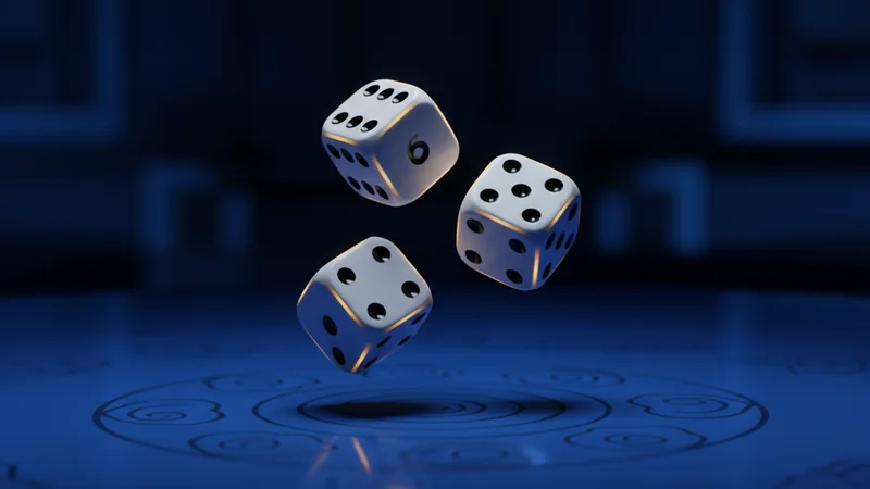 Three white dice mid-air above a royal blue Sic Bo table