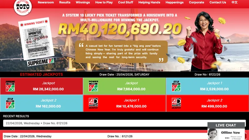Sports Toto Malaysia Supreme Power Star jackpot games